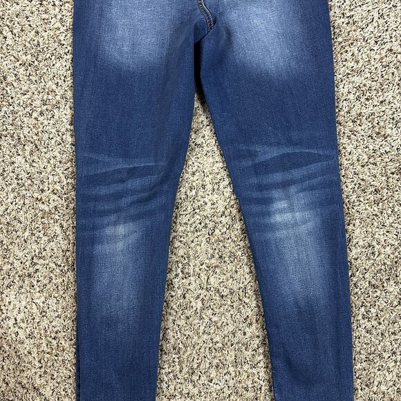 Wax Jean Women's Plus Sz 14 Denim Blue Distressed Dark High Rise Skinny Jeans - Picture 6 of 15